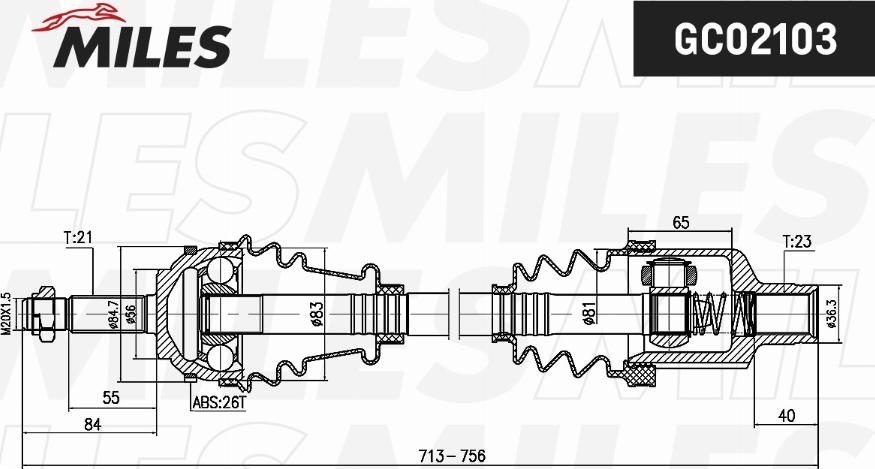 Miles GC02103 - Приводний вал autozip.com.ua
