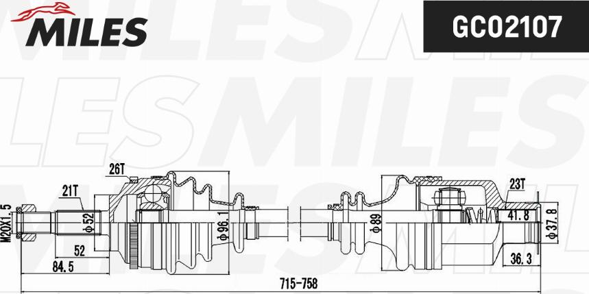 Miles GC02107 - Приводний вал autozip.com.ua