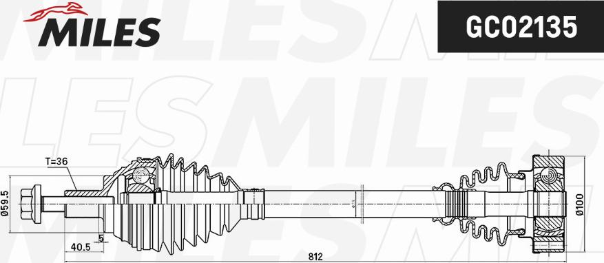 Miles GC02135 - Приводний вал autozip.com.ua