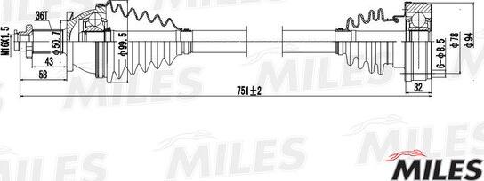 Miles GC02124 - Приводний вал autozip.com.ua