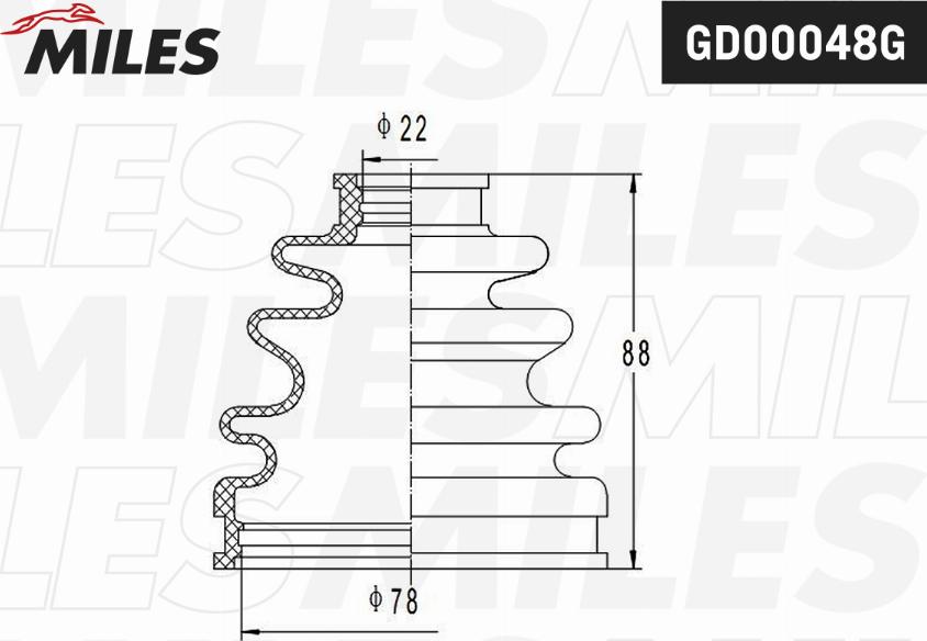 Miles GD00048G - Пильник, приводний вал autozip.com.ua
