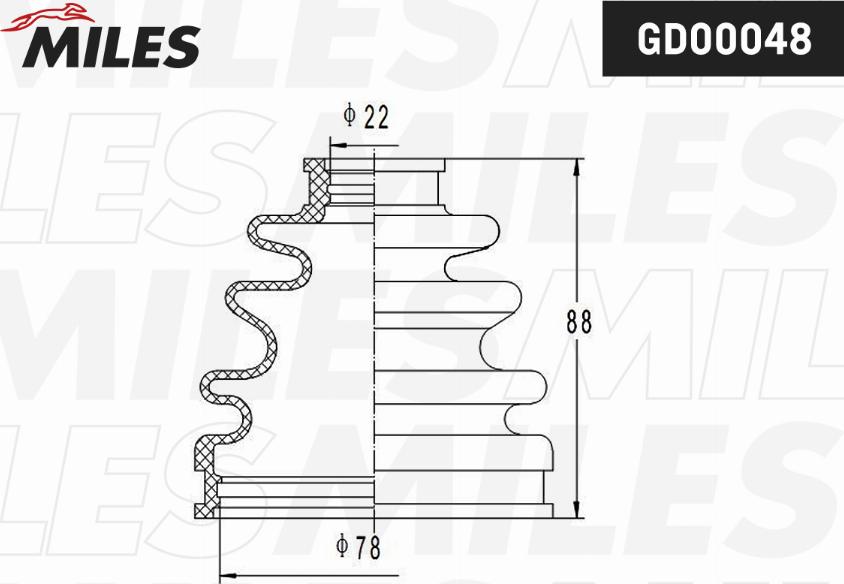 Miles GD00048 - Пильник, приводний вал autozip.com.ua