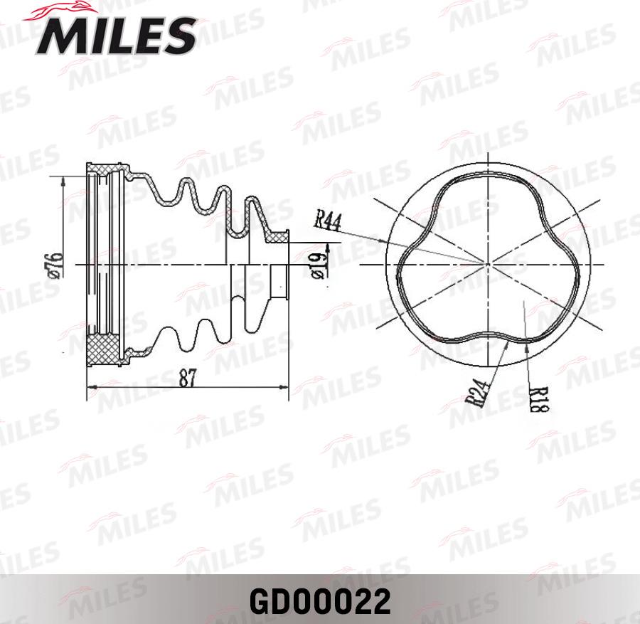 Miles GD00022G - Пильник, приводний вал autozip.com.ua