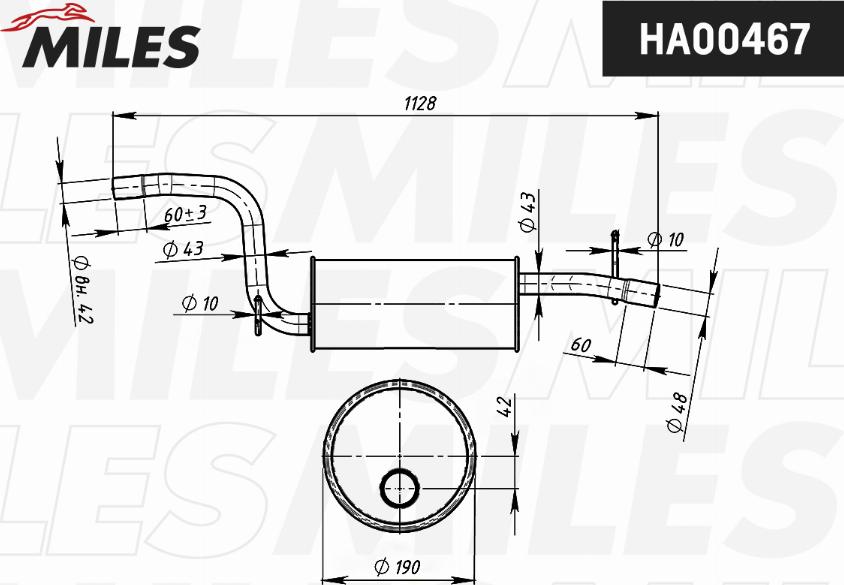 Miles HA00467 - Середній глушник вихлопних газів autozip.com.ua