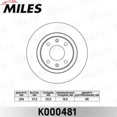 Miles K000481 - Гальмівний диск autozip.com.ua