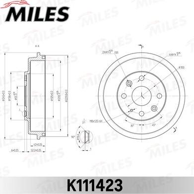 Miles K111423 - Гальмівний барабан autozip.com.ua