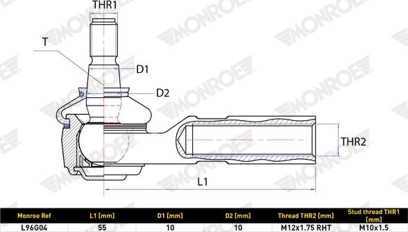 MONROE L96G04 - Кульова головка, система тяг і важелів autozip.com.ua