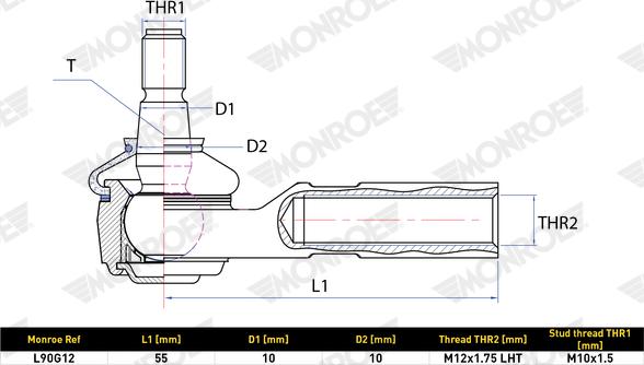 MONROE L90G12 - Кульова головка, система тяг і важелів autozip.com.ua