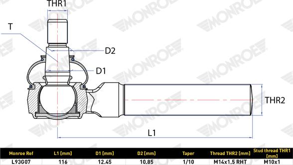 MONROE L93G07 - Кульова головка, система тяг і важелів autozip.com.ua