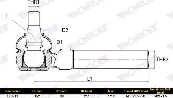 MONROE L93G11 - Наконечник рульової тяги, кульовий шарнір autozip.com.ua