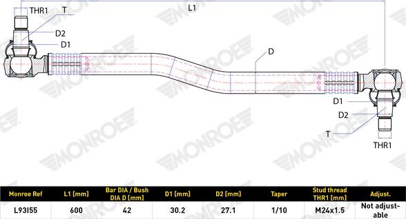 MONROE L93I55 - Поздовжня рульова тяга autozip.com.ua