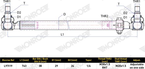 MONROE L97I19 - Поздовжня рульова тяга autozip.com.ua