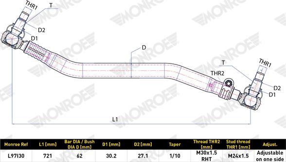 MONROE L97I30 - Поздовжня рульова тяга autozip.com.ua