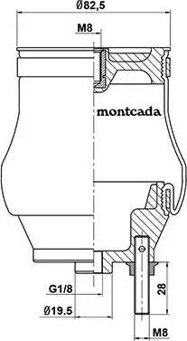 Montcada 0164210 - Балон пневматичної ресори, кріплення кабіни autozip.com.ua