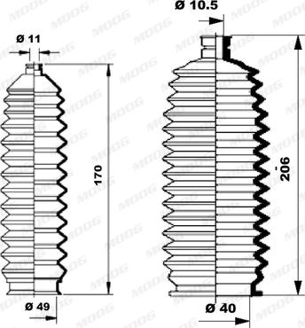 Moog K150102 - Комплект пилника, рульове управління autozip.com.ua