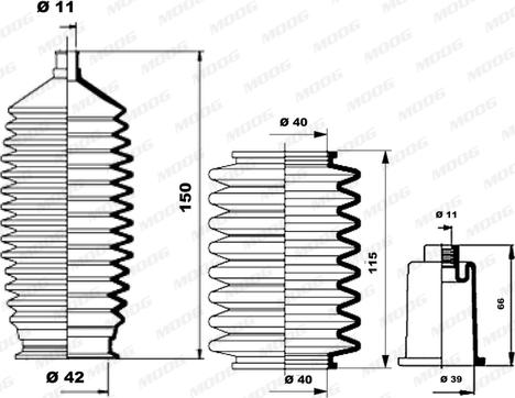 MOOG K150126 - Комплект пилника, рульове управління autozip.com.ua