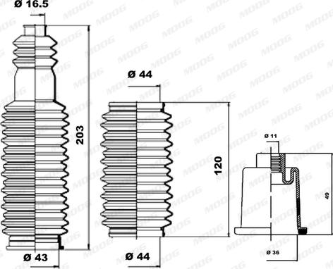 Moog K150122 - Комплект пилника, рульове управління autozip.com.ua