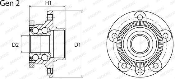 Moog VO-WB-11058 - Комплект підшипника маточини колеса autozip.com.ua