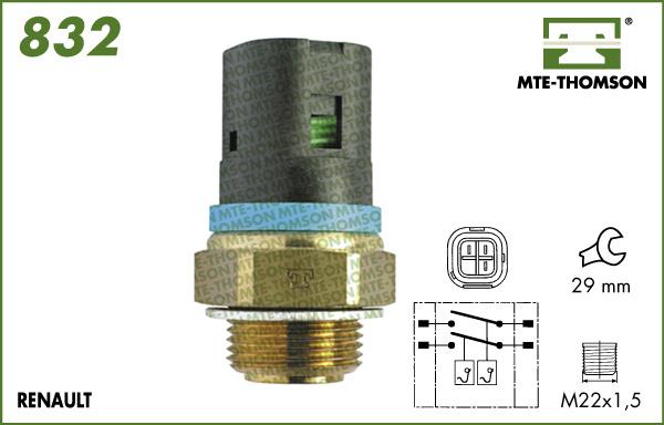 MTE-Thomson 832 - Термовимикач, вентилятор радіатора / кондиціонера autozip.com.ua