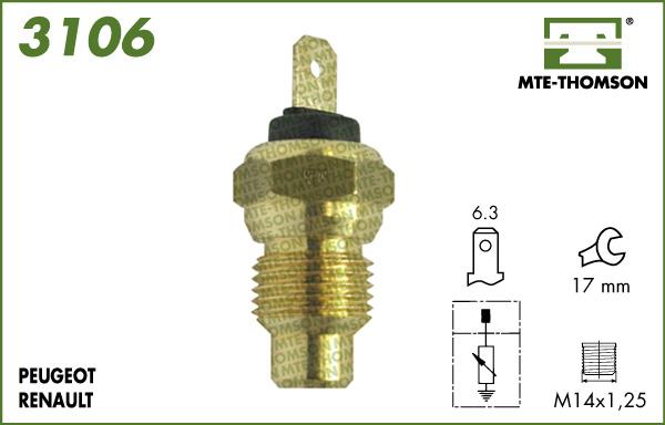 MTE-Thomson 3106 - Датчик, температура охолоджуючої рідини autozip.com.ua