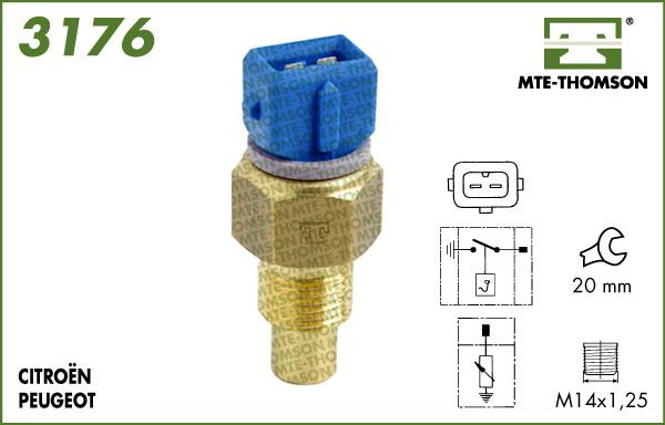 MTE-Thomson 3176 - Датчик, температура охолоджуючої рідини autozip.com.ua