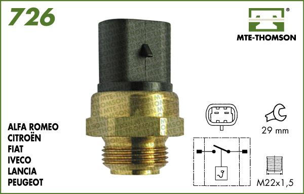 MTE-Thomson 726.97/92 - Термовимикач, вентилятор радіатора / кондиціонера autozip.com.ua