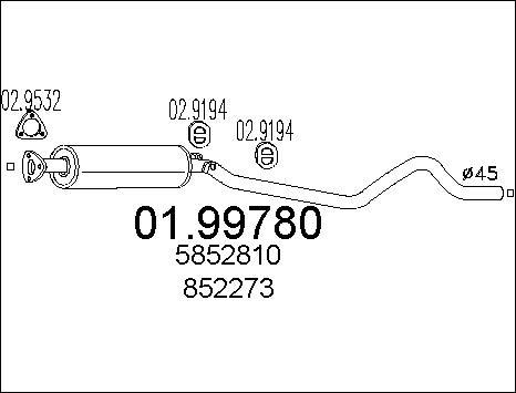 MTS 01.99780 - Середній глушник вихлопних газів autozip.com.ua