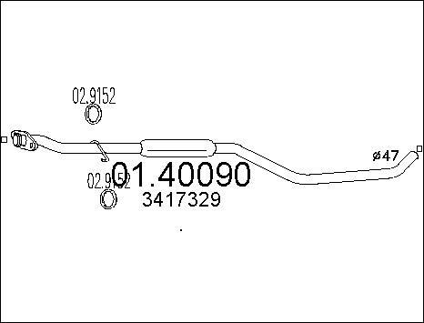 MTS 01.40090 - Труба вихлопного газу autozip.com.ua