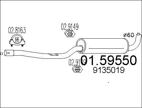 MTS 01.59550 - Середній глушник вихлопних газів autozip.com.ua