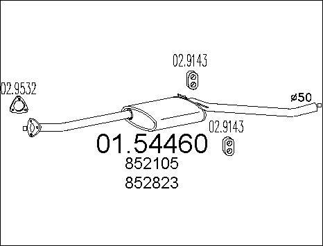 MTS 01.54460 - Середній глушник вихлопних газів autozip.com.ua