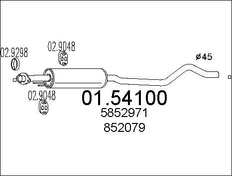 MTS 01.54100 - Середній глушник вихлопних газів autozip.com.ua