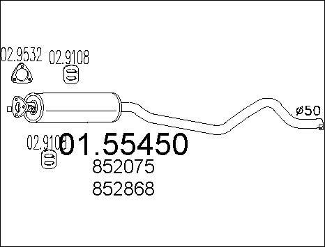 MTS 01.55450 - Середній глушник вихлопних газів autozip.com.ua