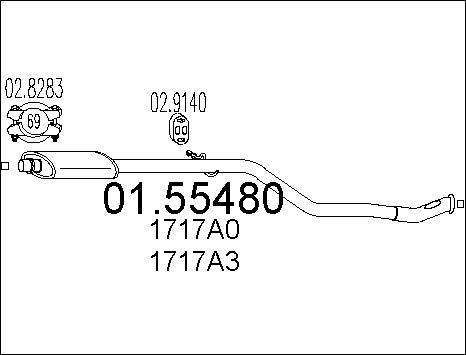 MTS 01.55480 - Середній глушник вихлопних газів autozip.com.ua