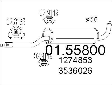 MTS 01.55800 - Середній глушник вихлопних газів autozip.com.ua