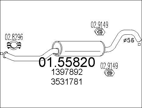 MTS 01.55820 - Середній глушник вихлопних газів autozip.com.ua