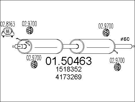 MTS 01.50463 - Середній глушник вихлопних газів autozip.com.ua