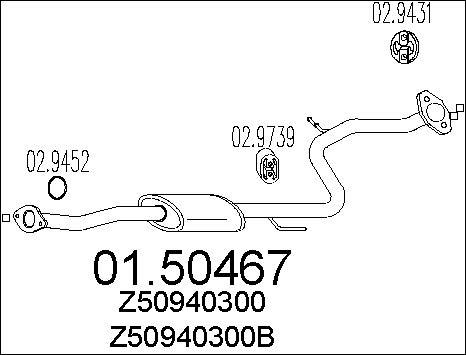 MTS 01.50467 - Середній глушник вихлопних газів autozip.com.ua