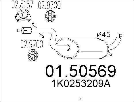 MTS 01.50569 - Середній глушник вихлопних газів autozip.com.ua