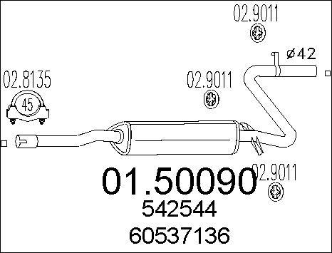 MTS 01.50090 - Середній глушник вихлопних газів autozip.com.ua