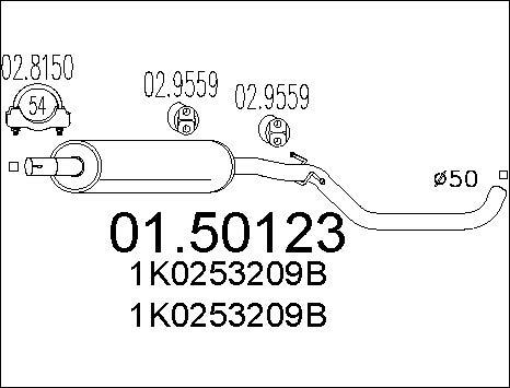 MTS 01.50123 - Середній глушник вихлопних газів autozip.com.ua