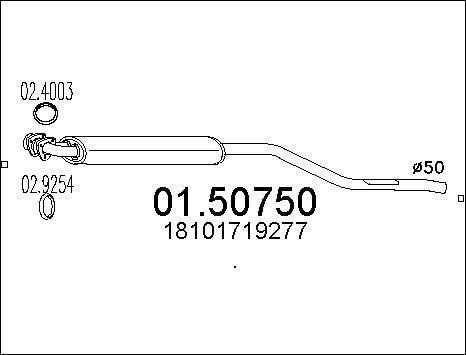 MTS 01.50750 - Середній глушник вихлопних газів autozip.com.ua