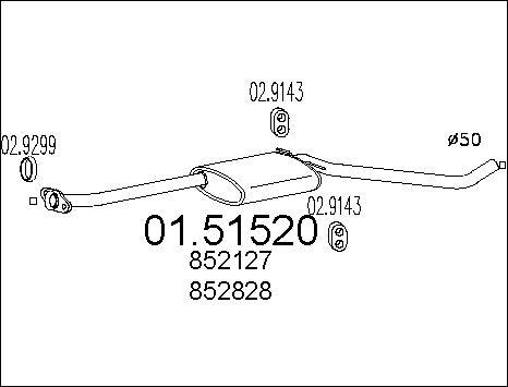 MTS 01.51520 - Середній глушник вихлопних газів autozip.com.ua