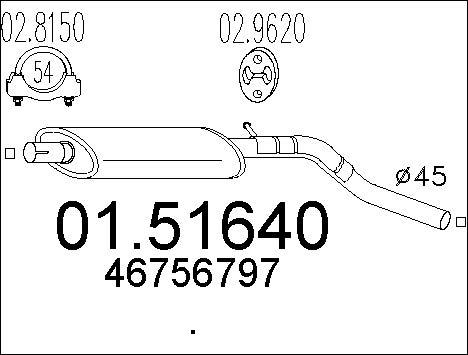 MTS 01.51640 - Середній глушник вихлопних газів autozip.com.ua