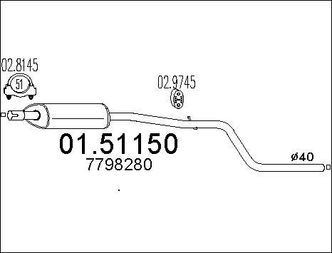 MTS 01.51150 - Середній глушник вихлопних газів autozip.com.ua