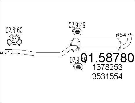 MTS 01.58780 - Середній глушник вихлопних газів autozip.com.ua