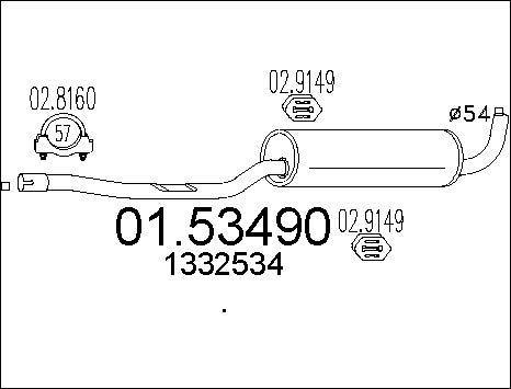 MTS 01.53490 - Середній глушник вихлопних газів autozip.com.ua