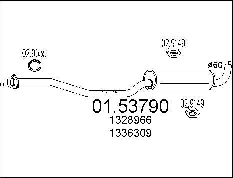 MTS 01.53790 - Середній глушник вихлопних газів autozip.com.ua