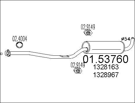 MTS 01.53760 - Середній глушник вихлопних газів autozip.com.ua