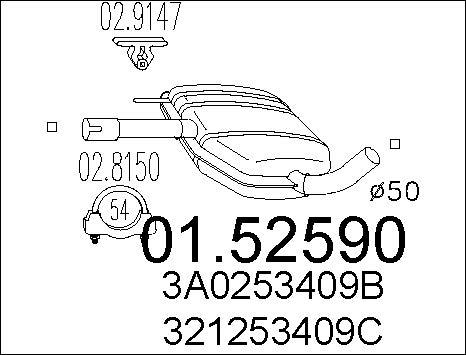 MTS 01.52590 - Середній глушник вихлопних газів autozip.com.ua