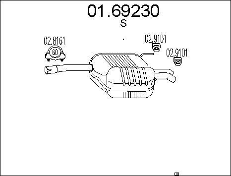 MTS 01.69230 - Глушник вихлопних газів кінцевий autozip.com.ua